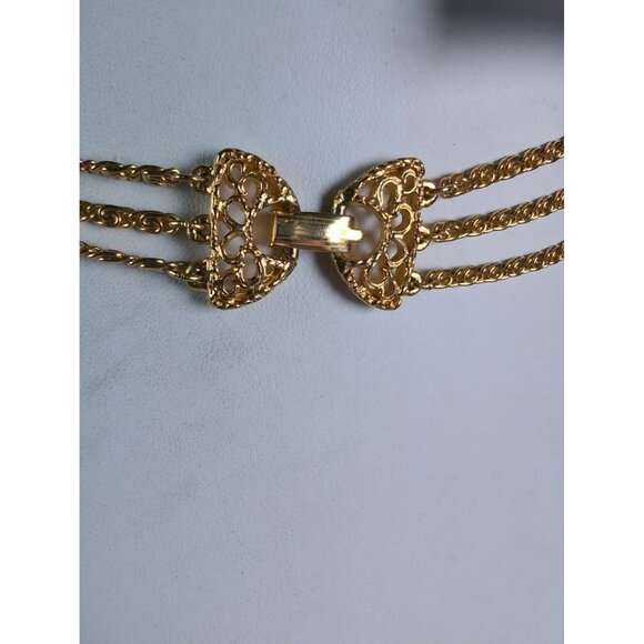 Goldette 3-Strand Gold-Tone Vintage Cupid Angel Intaglio Cameo Necklace - Picture 4 of 6